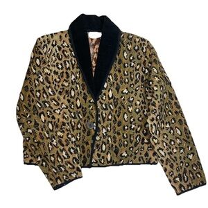 Fiorlini Leopard Print Women's Blazer with Black Trim Size Small